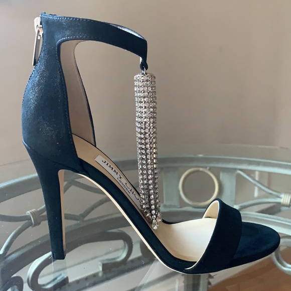 MOVING SALE 🔥🔥NWT Jimmy Choo Viola Suede Crystal Tassel Sandals - Picture 9 of 14